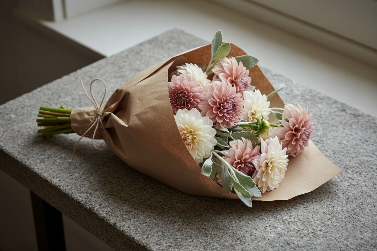 Dahlia Bunch in Kraft Paper